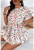 Robe Babydoll à Pois | Beige | Colorée & Confortable pour Tailles Plus