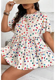 Robe Babydoll à Pois | Beige | Colorée & Confortable pour Tailles Plus