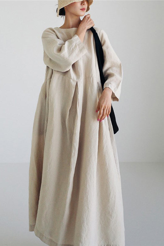 Robe Longue en Lin | 100 % Lin | Élégance Minimaliste & Confort Naturel