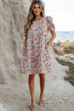 Robe Fleurie à Manches Bouffantes | Abricot | Légère & Féminine