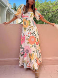 Robe Longue Fleurie | Manches Bouffantes | Colorée & Légère