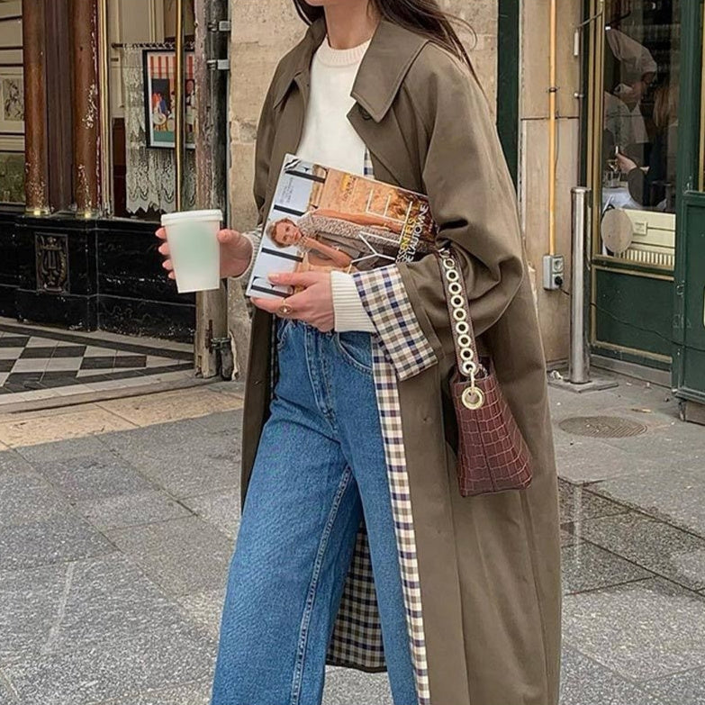 Trench Doublé à Carreaux | Esprit Parisien | Intemporel & Chic Décontracté