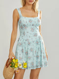 Robe Courte Fleurie | Bleu Ciel | Indispensable Romantique d’Été