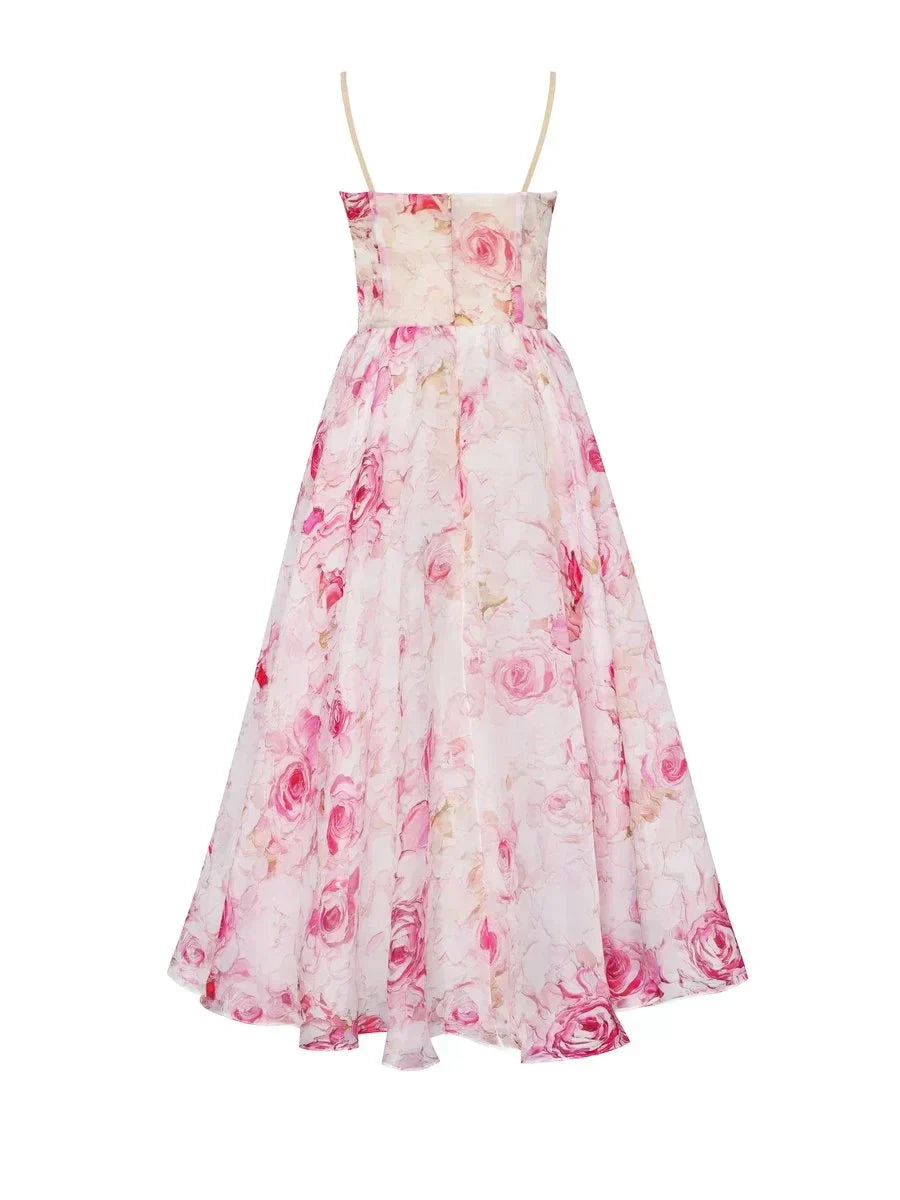 Robe Midi Fleurie | Bretelles Fines | Romantique et Élégante