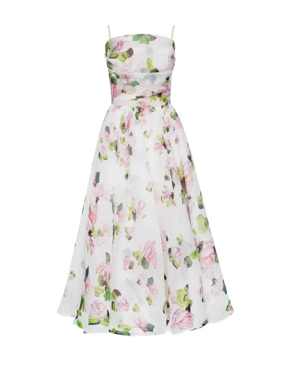 Robe Midi Fleurie | Bretelles Fines | Romantique et Élégante