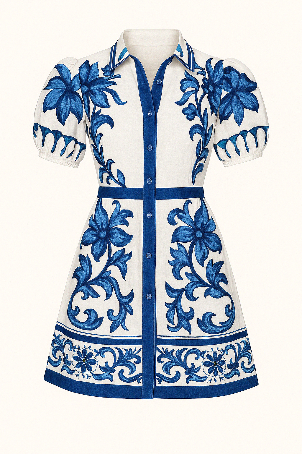 Robe Chemise Imprimée | Bleu Royal | Esprit Méditerranéen et Élégant