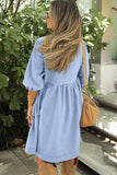 Robe en Jean à Manches Bouffantes | Bleu Beau | Féminine et Décontractée
