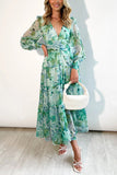 Robe Longue en Mousseline Fleurie | Manches Longues | Élégance Légère et Aérienne