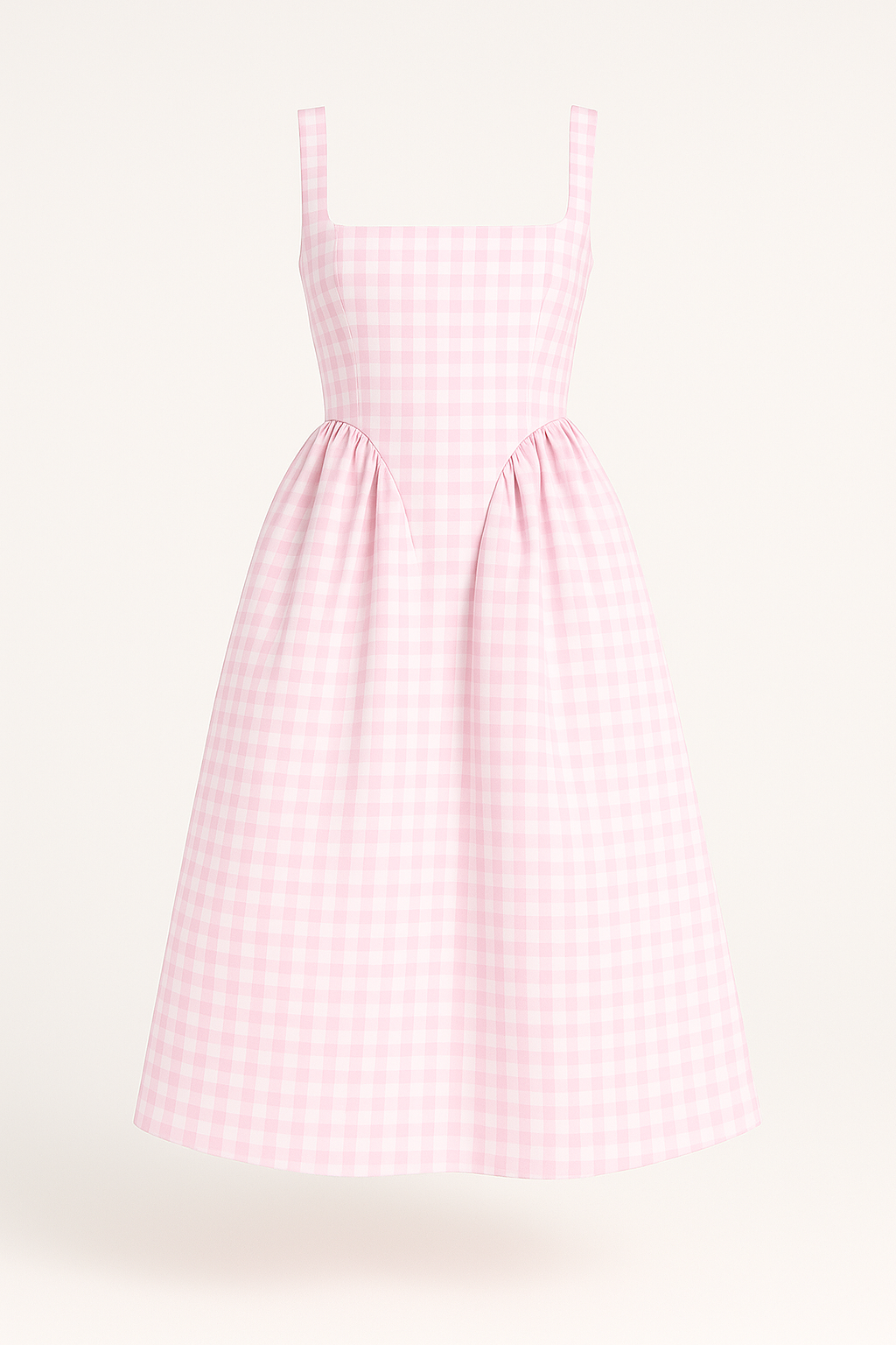 Robe Midi à Carreaux Col Carré | Enjouée | Charme Sans Effort