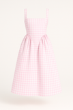 Robe Midi à Carreaux Col Carré | Enjouée | Charme Sans Effort