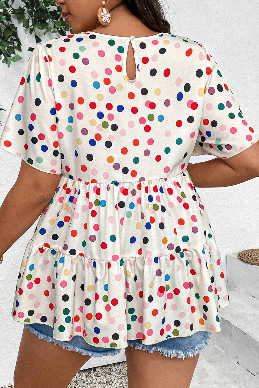 Robe Babydoll à Pois | Beige | Colorée & Confortable pour Tailles Plus