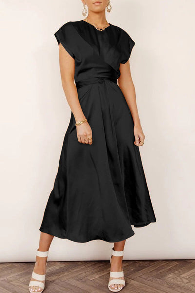 Robe Midi Portefeuille en Satin | Élégante | Chic et Intemporelle