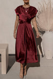Robe Midi Portefeuille en Satin | Élégante | Chic et Intemporelle