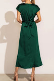 Robe Midi Portefeuille en Satin | Élégante | Chic et Intemporelle