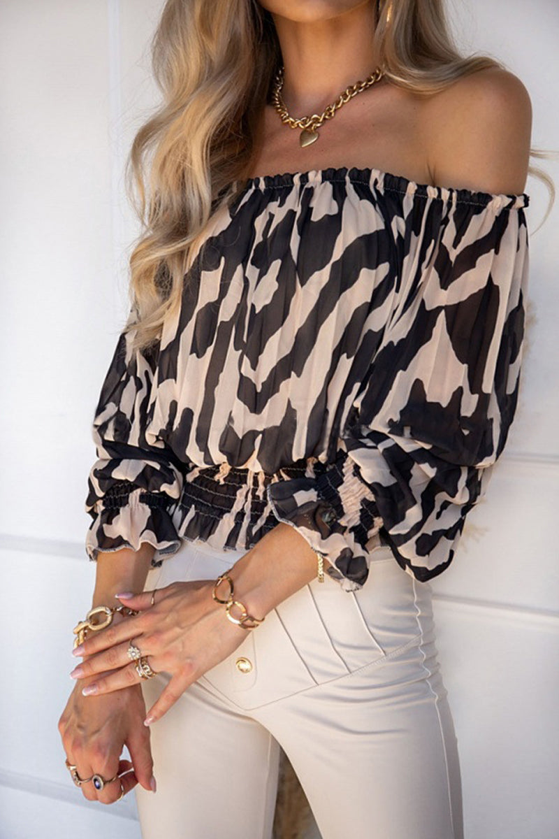 Blouse Épaules Dénudées Smockée | Imprimé Audacieux | Féminine & Tendance