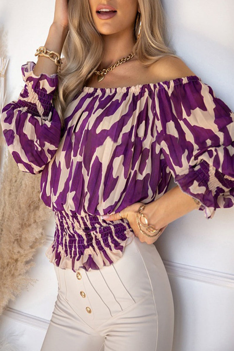 Blouse Épaules Dénudées Smockée | Imprimé Audacieux | Féminine & Tendance