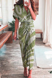 Robe Midi Satinée à Nœud Frontal | Imprimé Abstrait | Fluide et Audacieuse