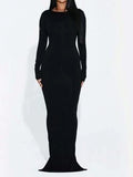 Robe Longue Moulante à Manches Longues | Élégante & Ajustée | Style Intemporel