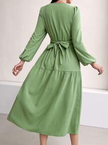 Robe midi taille empire | Vert Sarcelle | Élégance douce et féminine
