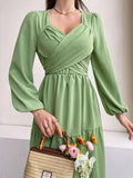 Robe midi taille empire | Vert Sarcelle | Élégance douce et féminine