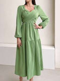 Robe midi taille empire | Vert Sarcelle | Élégance douce et féminine