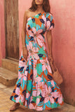 Robe Longue Asymétrique Tropicale | Imprimé Exotique | Glamour Estival Décontracté