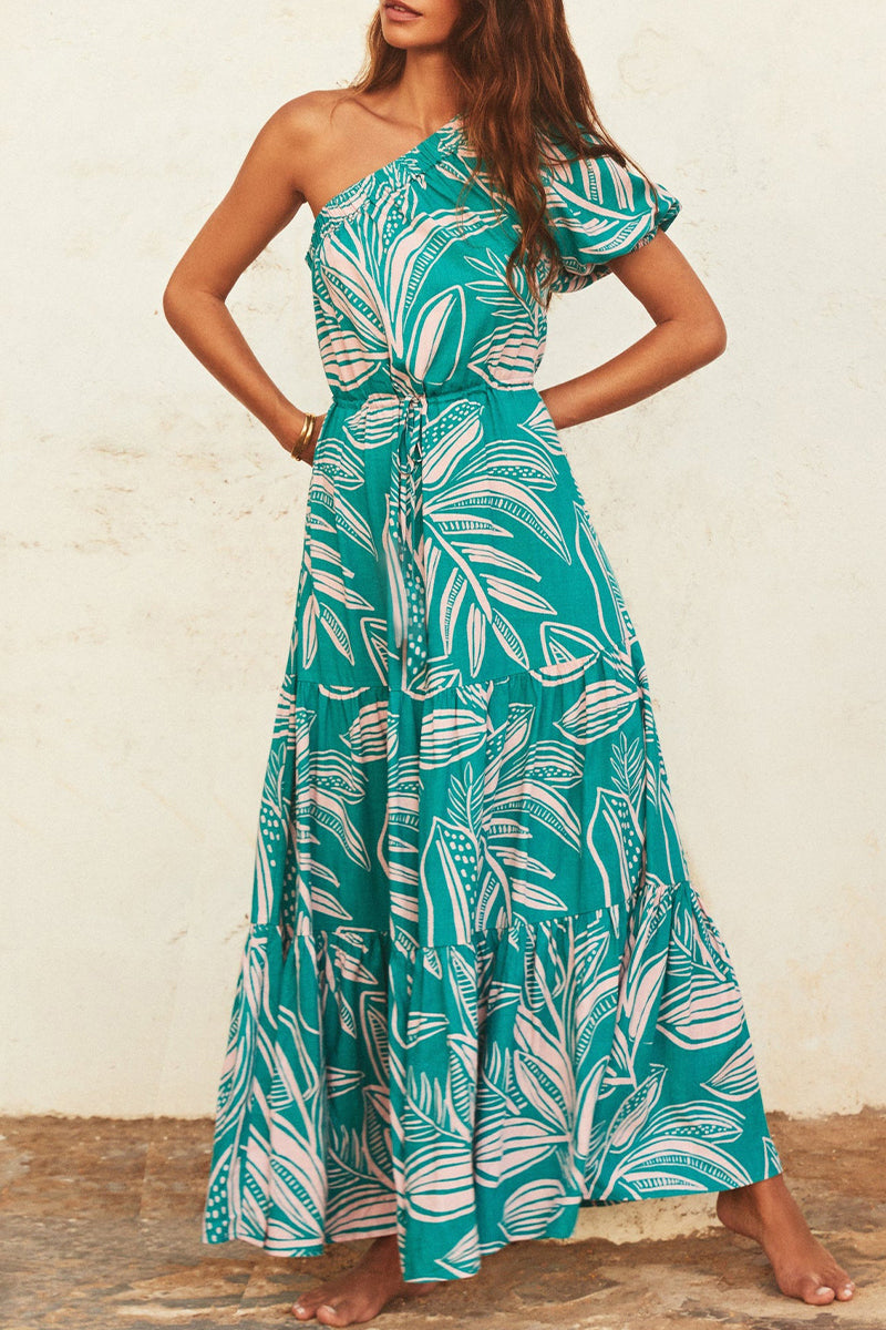 Robe Longue Asymétrique Tropicale | Imprimé Exotique | Glamour Estival Décontracté