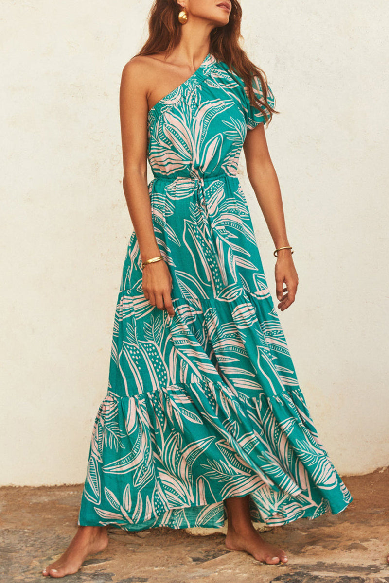 Robe Longue Asymétrique Tropicale | Imprimé Exotique | Glamour Estival Décontracté