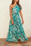 Robe Longue Asymétrique Tropicale | Imprimé Exotique | Glamour Estival Décontracté