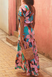 Robe Longue Asymétrique Tropicale | Imprimé Exotique | Glamour Estival Décontracté