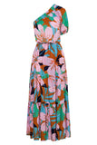 Robe Longue Asymétrique Tropicale | Imprimé Exotique | Glamour Estival Décontracté