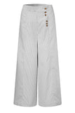 Pantalon Large à Rayures | Taille Haute | Élégant & Aéré