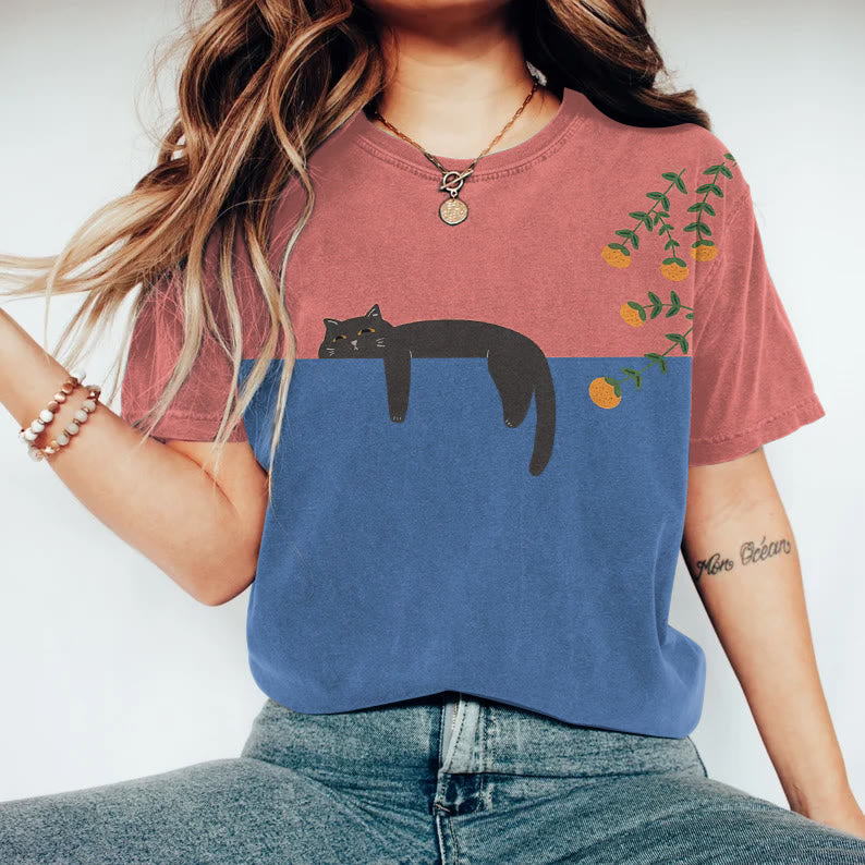 T-shirt Graphique Chat Relax | Imprimé Ludique | Doux & Décontracté