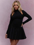 Robe courte à manches longues et découpes | Noire | Audacieuse, élégante et prête pour vos soirées