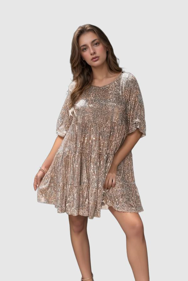 Robe Babydoll à Paillettes | Légère & Scintillante | Look de Fête Irrésistible
