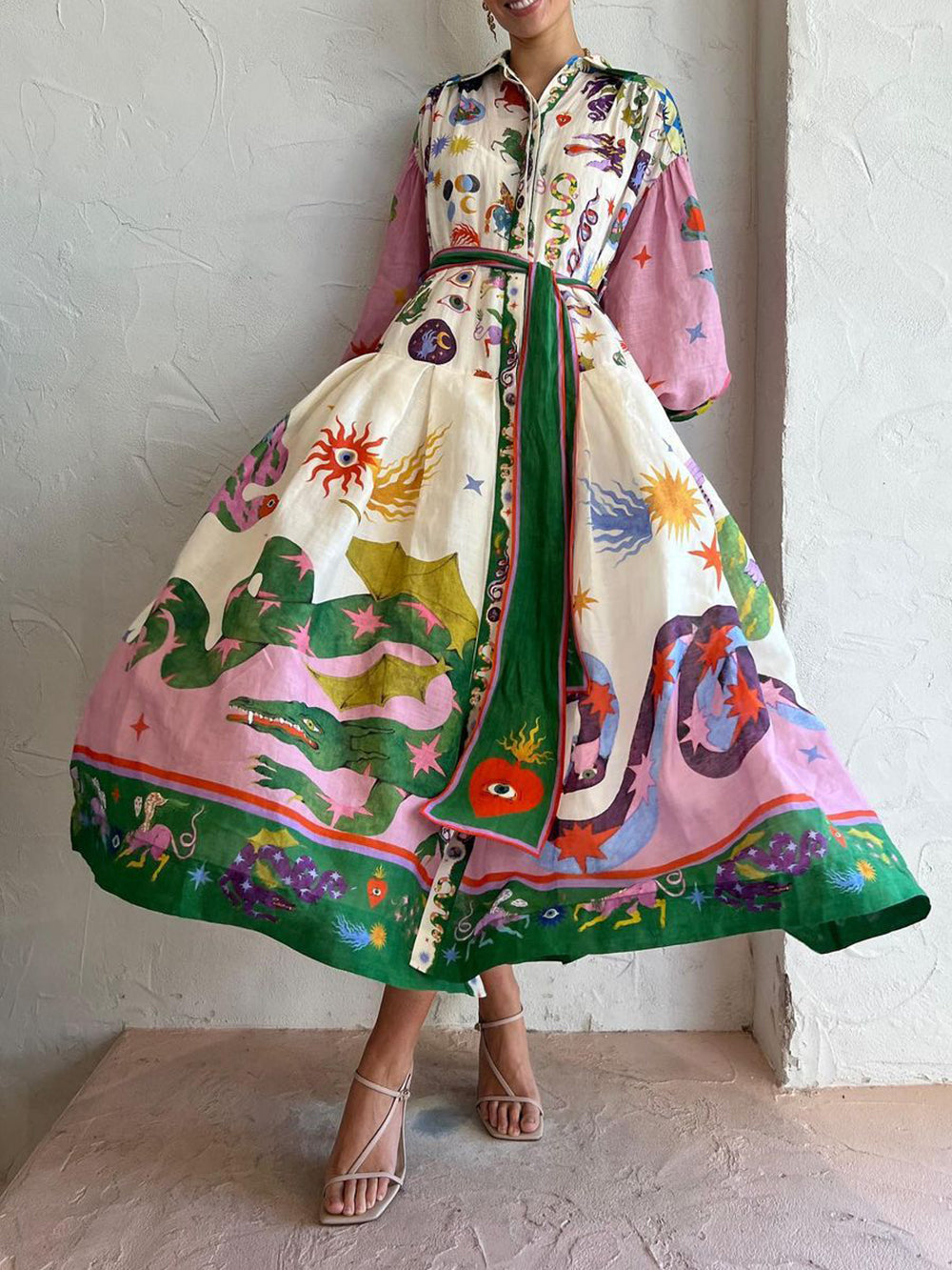 Robe Chemise Longue | Imprimé Artistique | Audacieuse, Créative et Unique