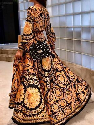 Robe Longue Imprimé Baroque | Élégante & Audacieuse | Parfaite pour les Soirées d'Été et les Occasions Spéciales