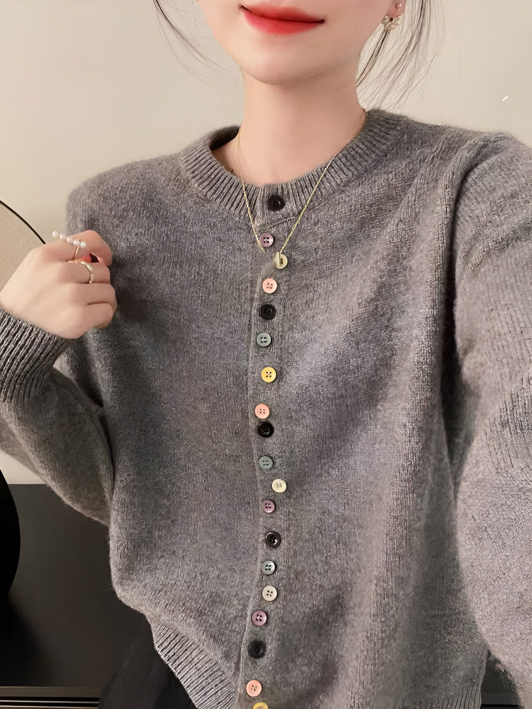 Gilet Boutons Colorés | Maille Douce | Chic Décontracté
