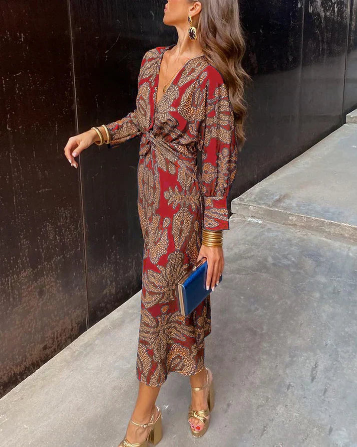 Robe Midi Imprimée Bohème | Élégante | Chic & Fluide