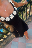 Robe Courte Épaules Dénudées à Fleurs | Élégante & Raffinée | Idéale pour les Occasions Spéciales