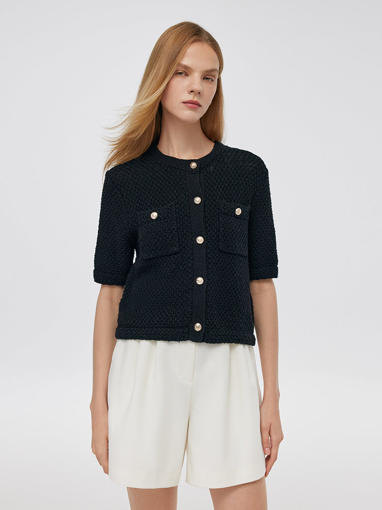 Gilet en Maille Texturée | Manches Courtes | Élégant & Minimal