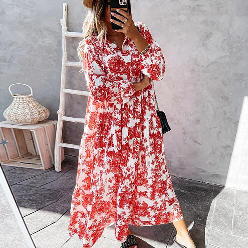 Robe Longue Bohème à Manches Longues | Fluide & Élégante | Parfaite pour Toutes les Occasions