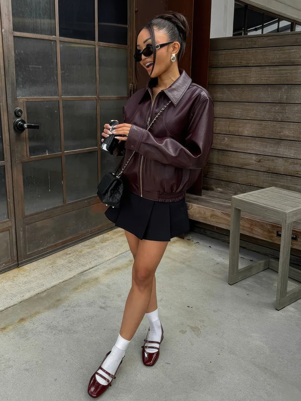Veste Bomber en Cuir | Élégante & Intemporelle | Look Premium