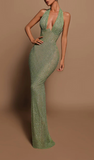 Robe de Soirée Halter à Paillettes | Élégante & Glamour | Coupe Moulante