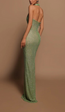 Robe de Soirée Halter à Paillettes | Élégante & Glamour | Coupe Moulante