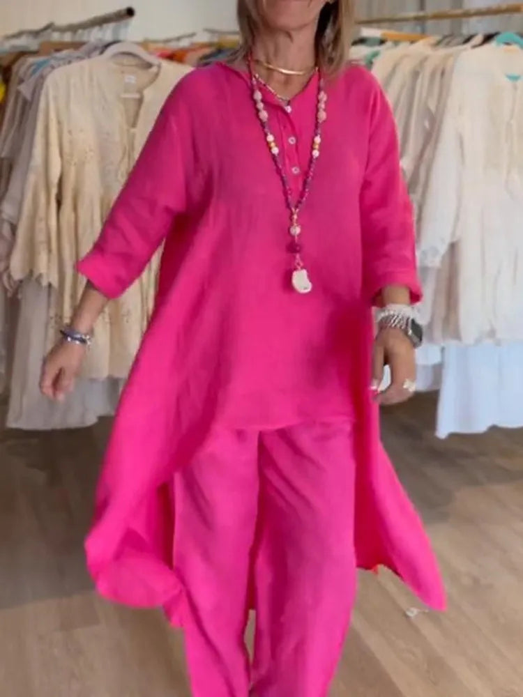 Ensemble Deux Pièces en Lin | Léger & Fluide | Parfait pour un Look Estival Élégant