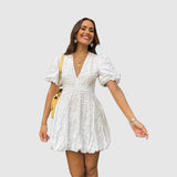 Robe Courte Bouffante Brodée | Légère & Élégante | Incontournable Estival