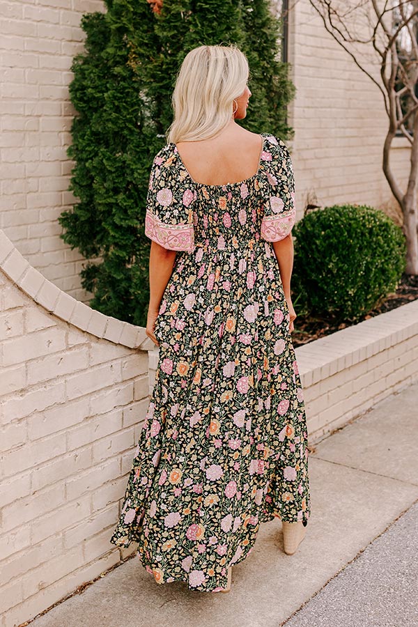 Robe Longue Bohème à Fleurs | Décolleté en V & Fluide | Charme Romantique Décontracté