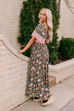 Robe Longue Bohème à Fleurs | Décolleté en V & Fluide | Charme Romantique Décontracté