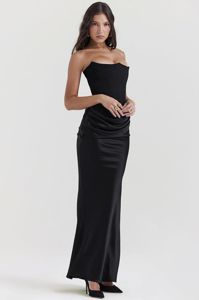 Robe Longue Satinée Bustier | Élégante et Chic | Parfaite pour Mariages et Événements Formels